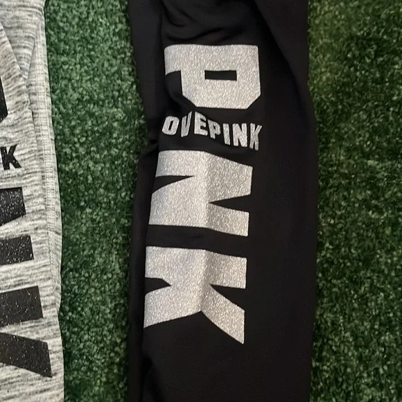 2 NWT PINK HIGH WAIST FULL LENGTH WINTER LEGGING, M, solid black & gray/white - Picture 3 of 5